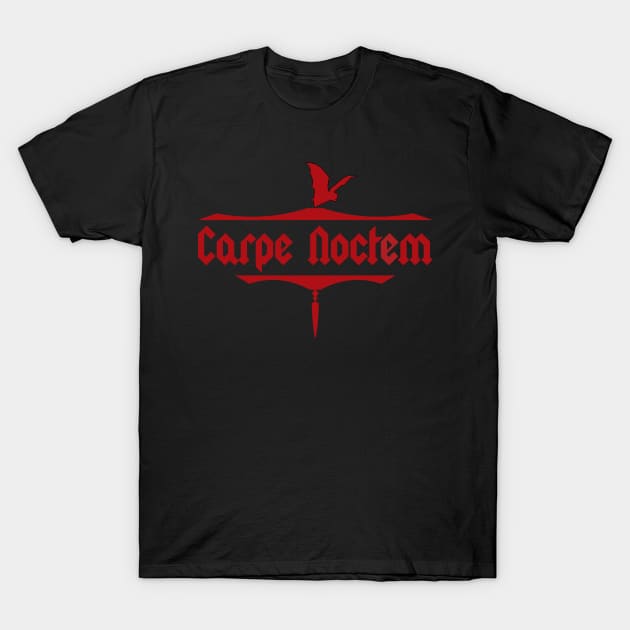 Carpe Noctem (Red) T-Shirt by WIZECROW